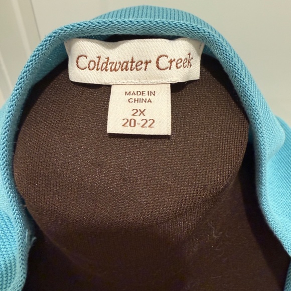 NWT - Coldwater Creek Silk Cotton Pullover top / Size 2X (20-22) / Aqua - Picture 5 of 6